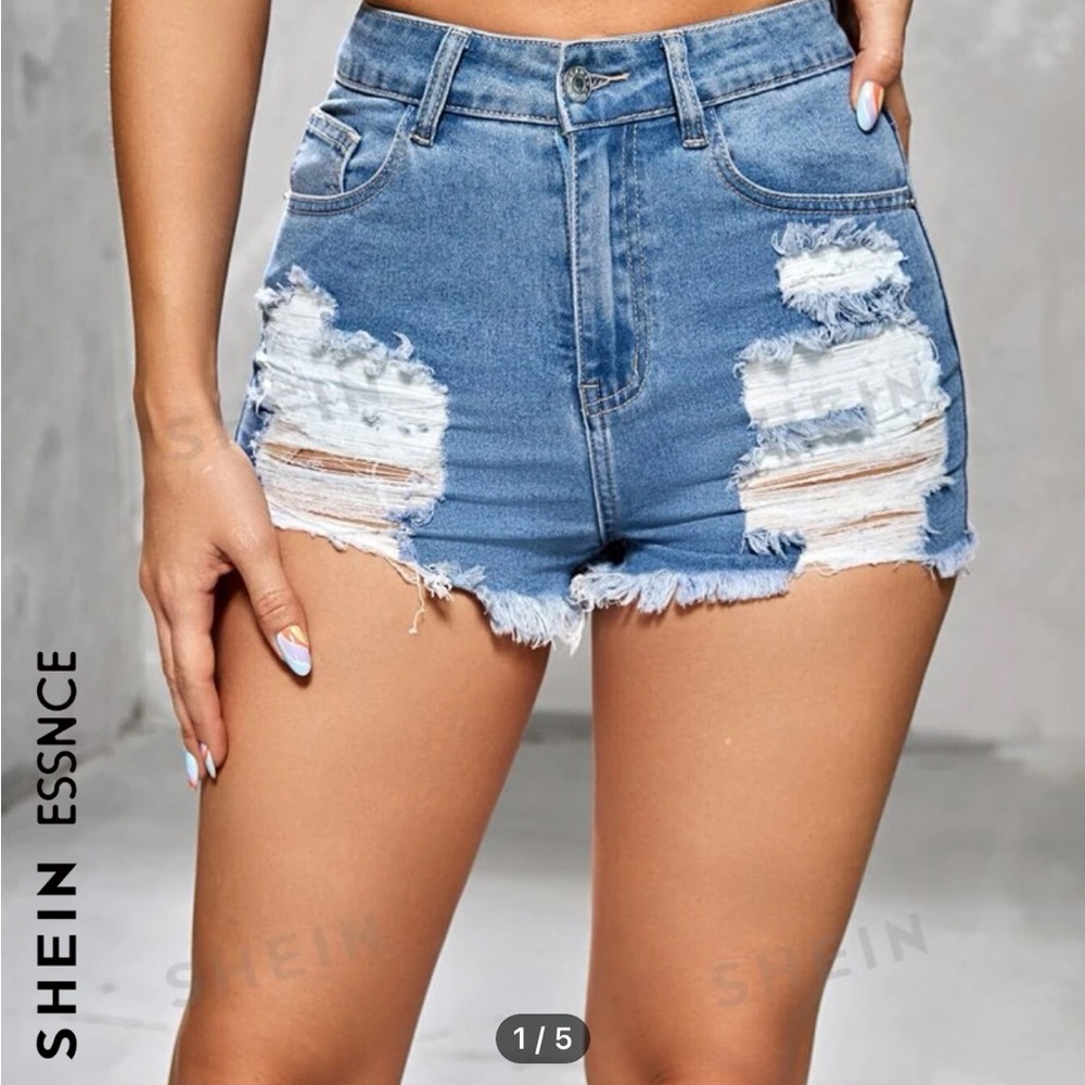 SHEIN RIPPED DENIM SHORTS